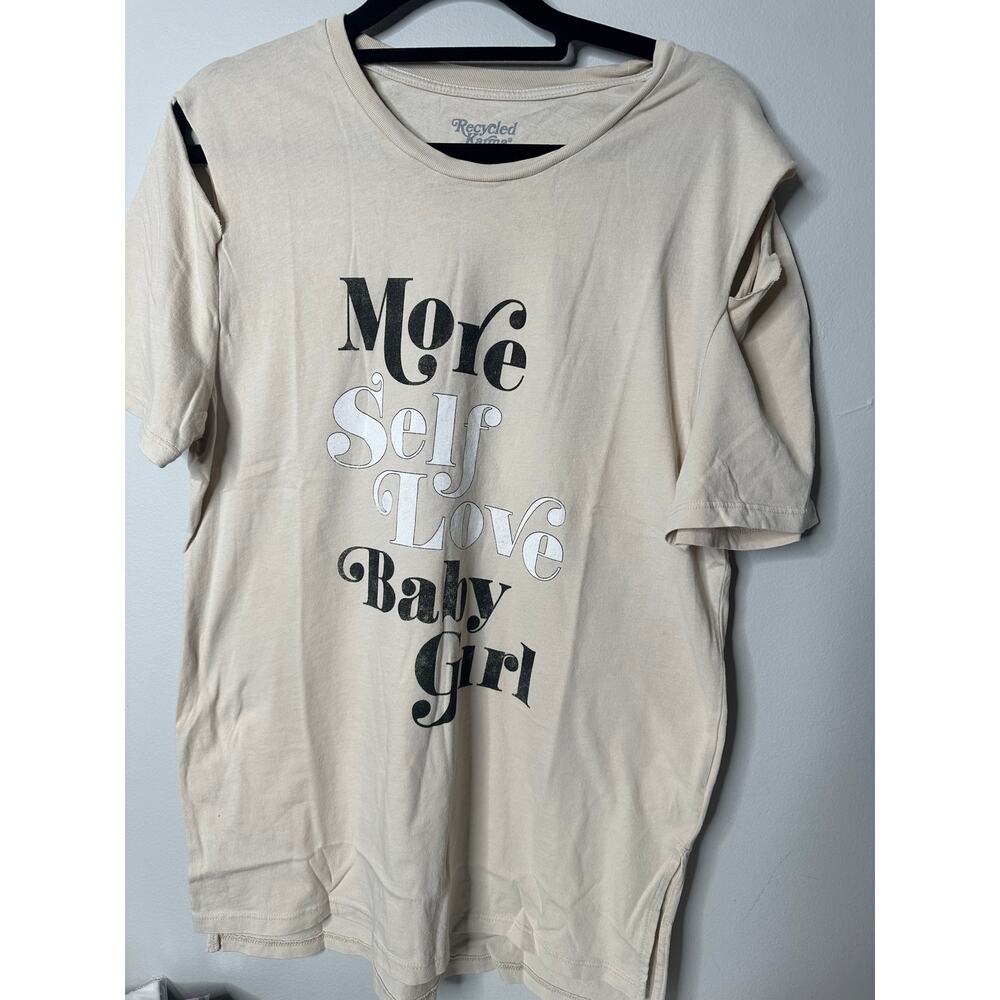 NWT Recycled Karma More Self Love Baby Girl Tan T-Shirt Sz S